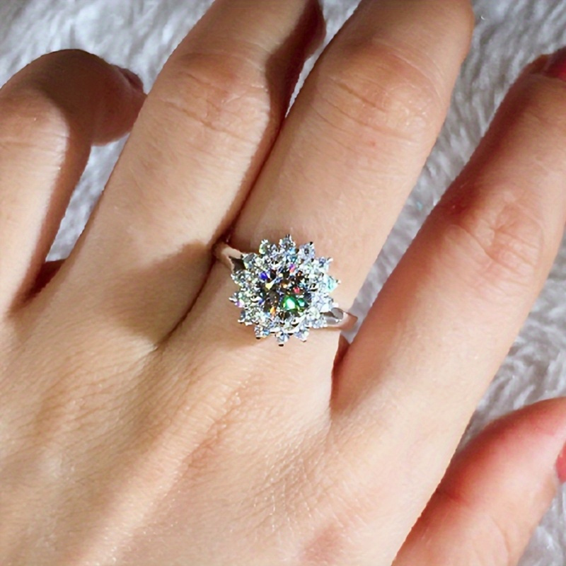 Women's Flower Shape Zirconia Engagement Ring Set - Wedding Bridal